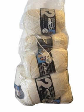 Vintage Jack Frost Comfort 12 White Acrylic Worsted Yarn Lot 8 Skeins 3 Ply